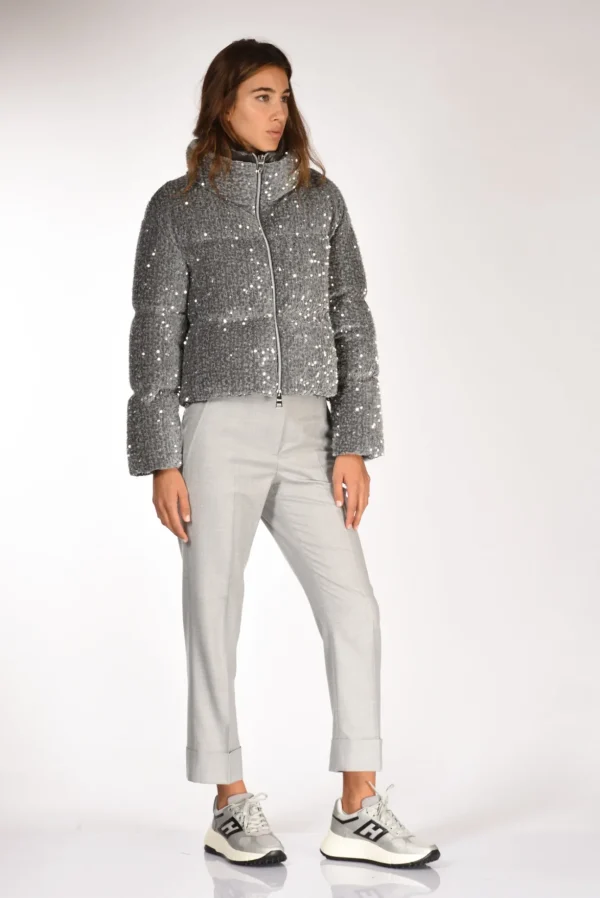 piumino paillettes grigio