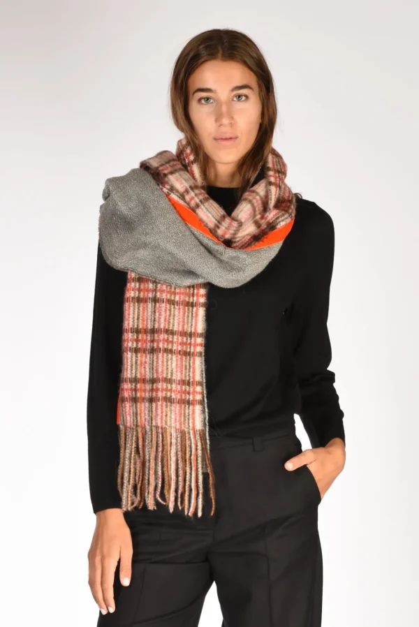 sciarpa patch beige/arancio