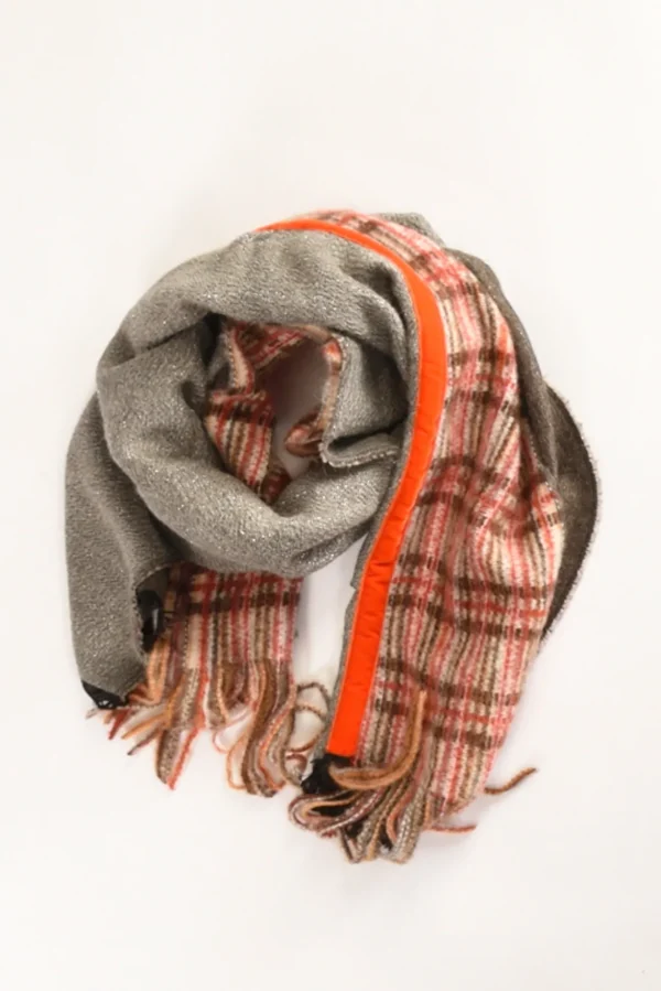 sciarpa patch beige/arancio