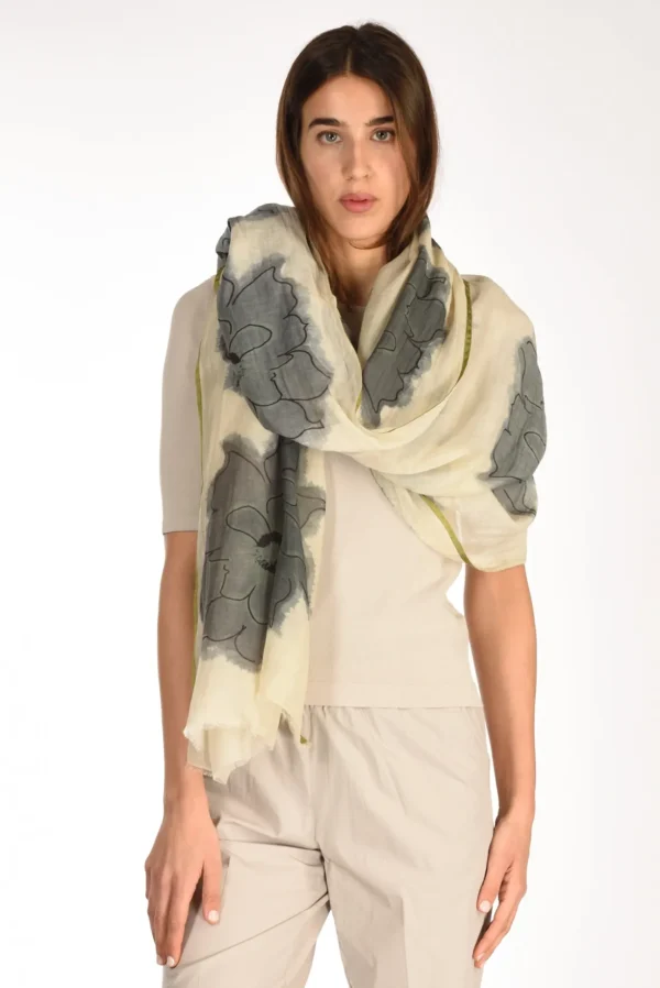 sciarpa stampata beige/grigio
