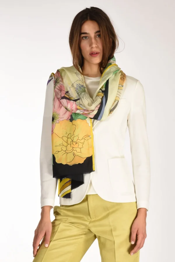 sciarpa stampata beige/multicolor