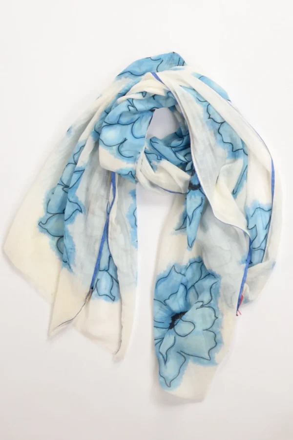 sciarpa stampata bianco/azzurro