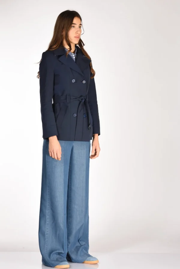 trench corto blu