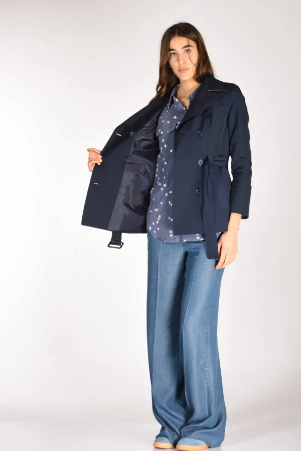 trench corto blu