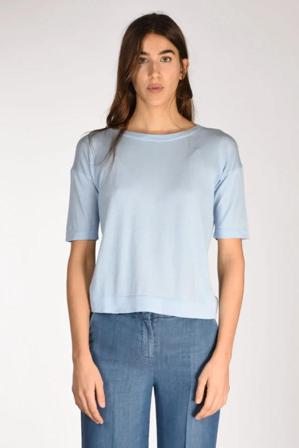 tshirt di maglia azzurro