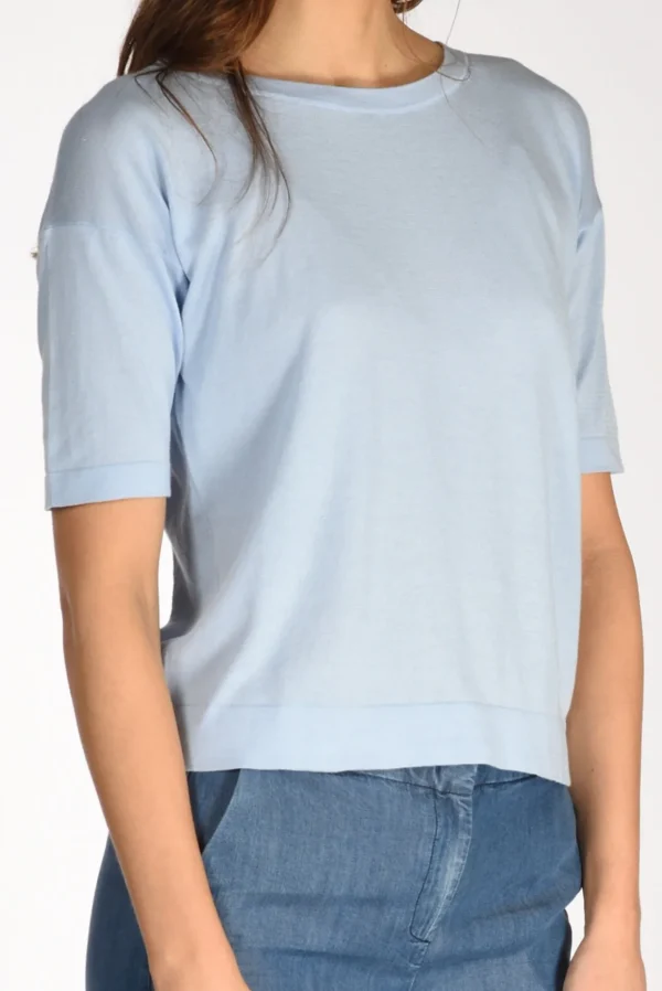 tshirt di maglia azzurro
