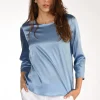 tshirt seta azzurro scuro
