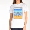 tshirt stampa bianco/arancio/azzurro