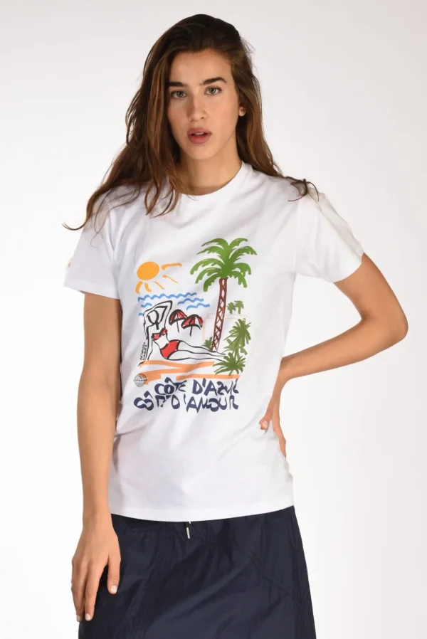 tshirt stampa bianco/multicolor
