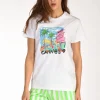 tshirt stampa bianco/verde/azzurro