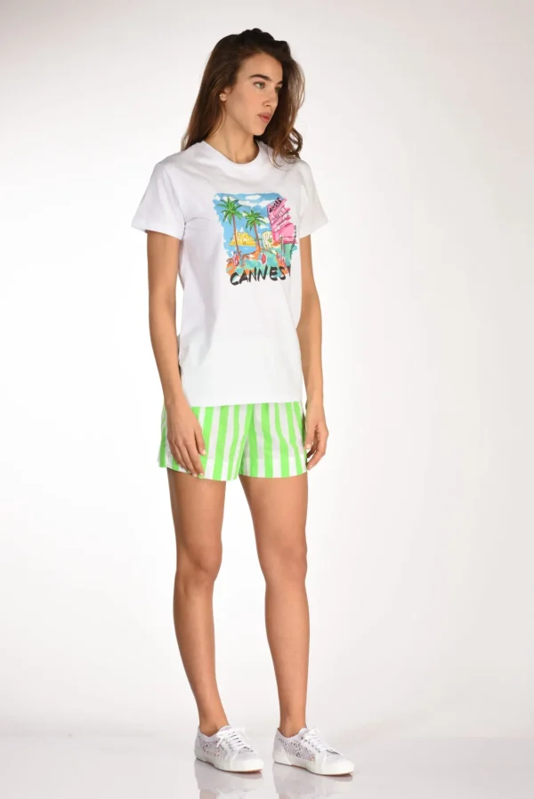 tshirt stampa bianco/verde/azzurro